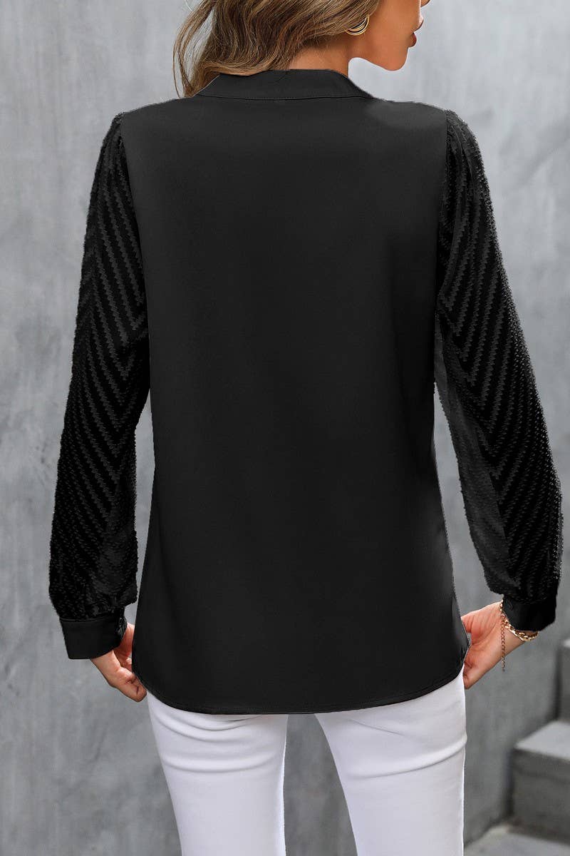 CWTBLL3194_SOLID COLOR CHIFFON LONG-SLEEVED SHIRT