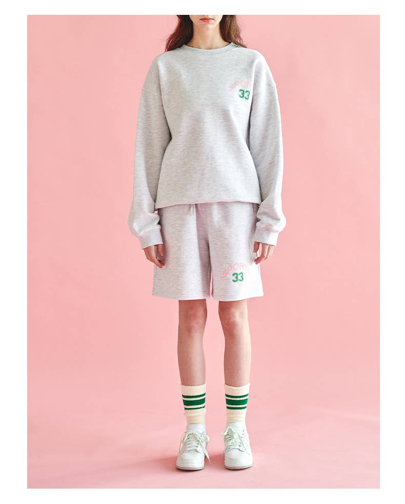 Casual sweatshirt shorts printed sportswear set