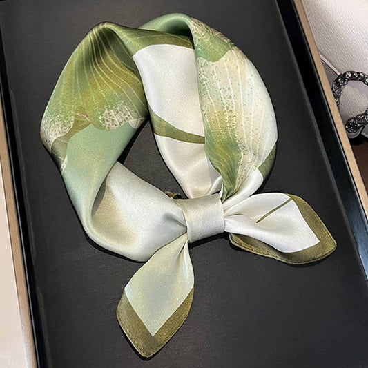 100% Silk Flower Scarf – Elegant Lotus Print Shawl_CWASC0541