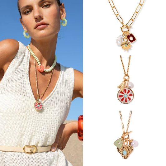SIMPLE COLORFUL MULTI-PENDANT NECKLACE FOR WOMEN_CWMM3789