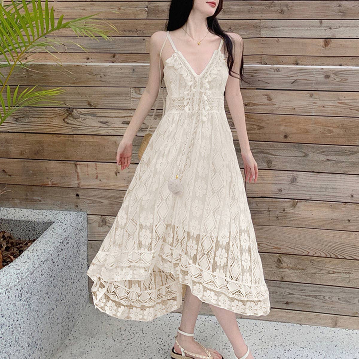 BOHEMIAN VINTAGE CUT-OUT LACE SLIP DRESS