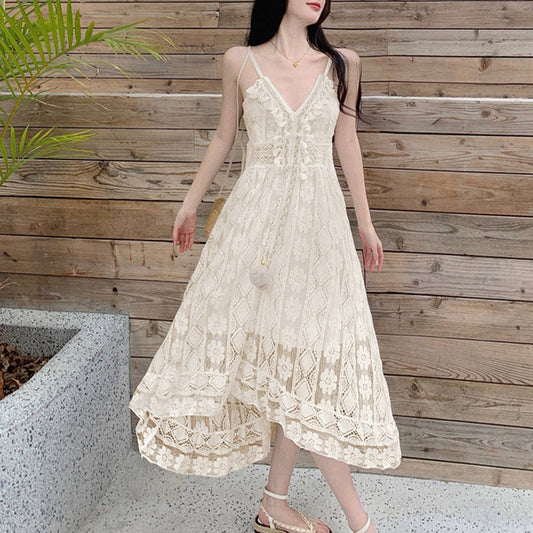 BOHEMIAN VINTAGE CUT-OUT LACE SLIP DRESS