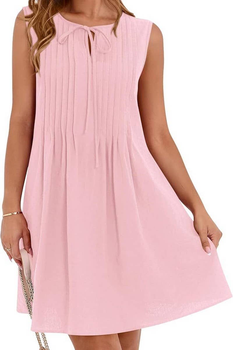 CWDSD10614_SUMMER FASHION SHORT SLEEVELESS RESORT DRESS