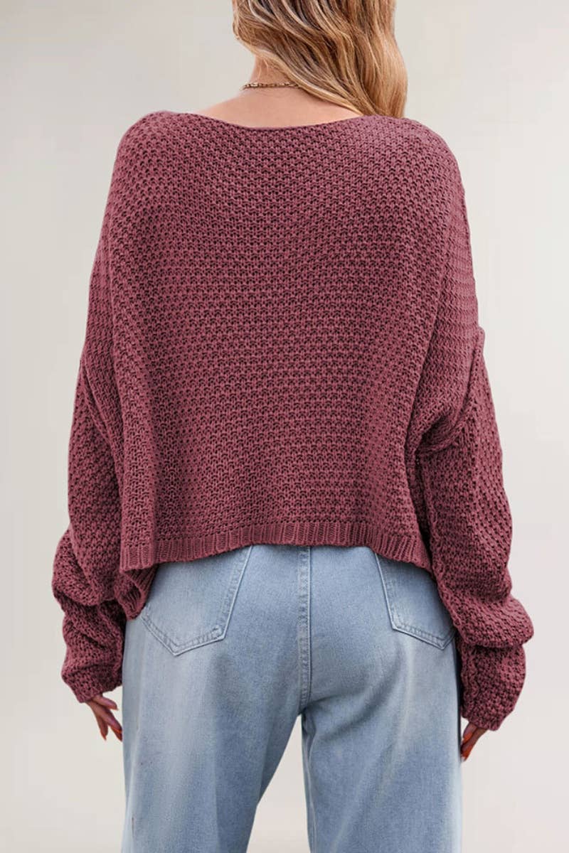 CWOSWL5791_AUTUMN WINTER CREW NECK LONG SLEEVE TWIST SWEATER