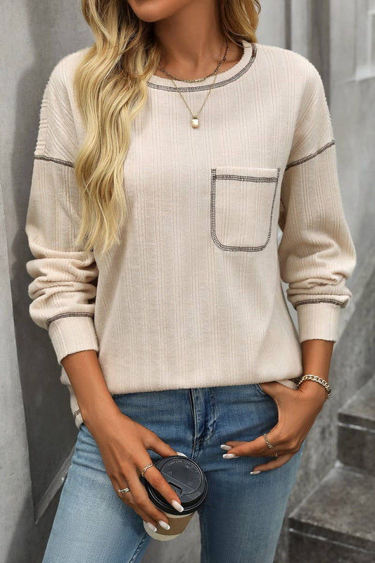 CWOSWL6851_SOLID COLOR ROUND NECK CASUAL LOOSE T-SHIRT