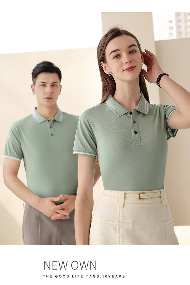 CWTBLS02416_COLLARED CUSTOM LOGO SHORT SLEEVE POLO SHIRT