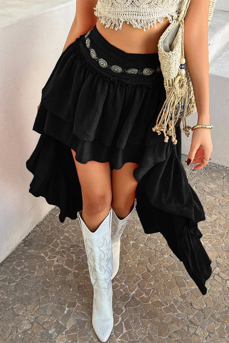 CWBSS0459_SUMMER LEISURE VACATION PLEATED PATCHWORK SKIRT