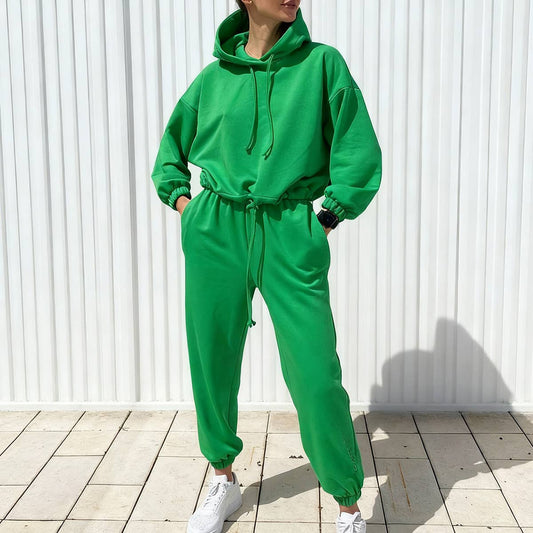 Drawstring short jacket and long pants set