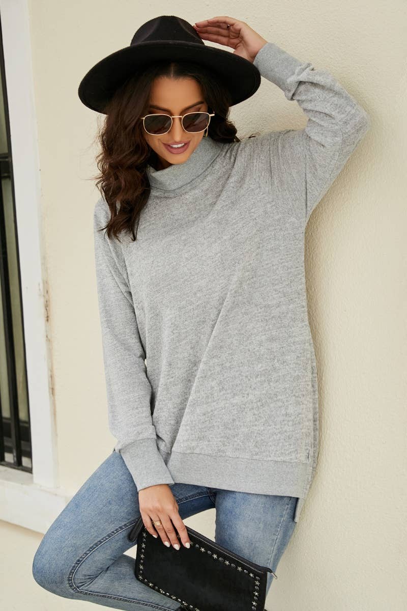 CWTBLL2857_LOOSE WINTER TOP WITH HIGH NECK LONG SLEEVES