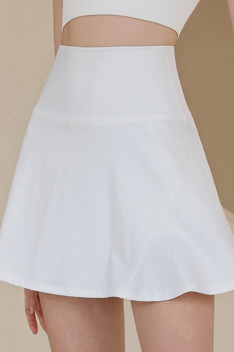 CWBSS0304_FAKE TWO-PIECE PLEATED FITNESS YOGA SKIRT PANTS