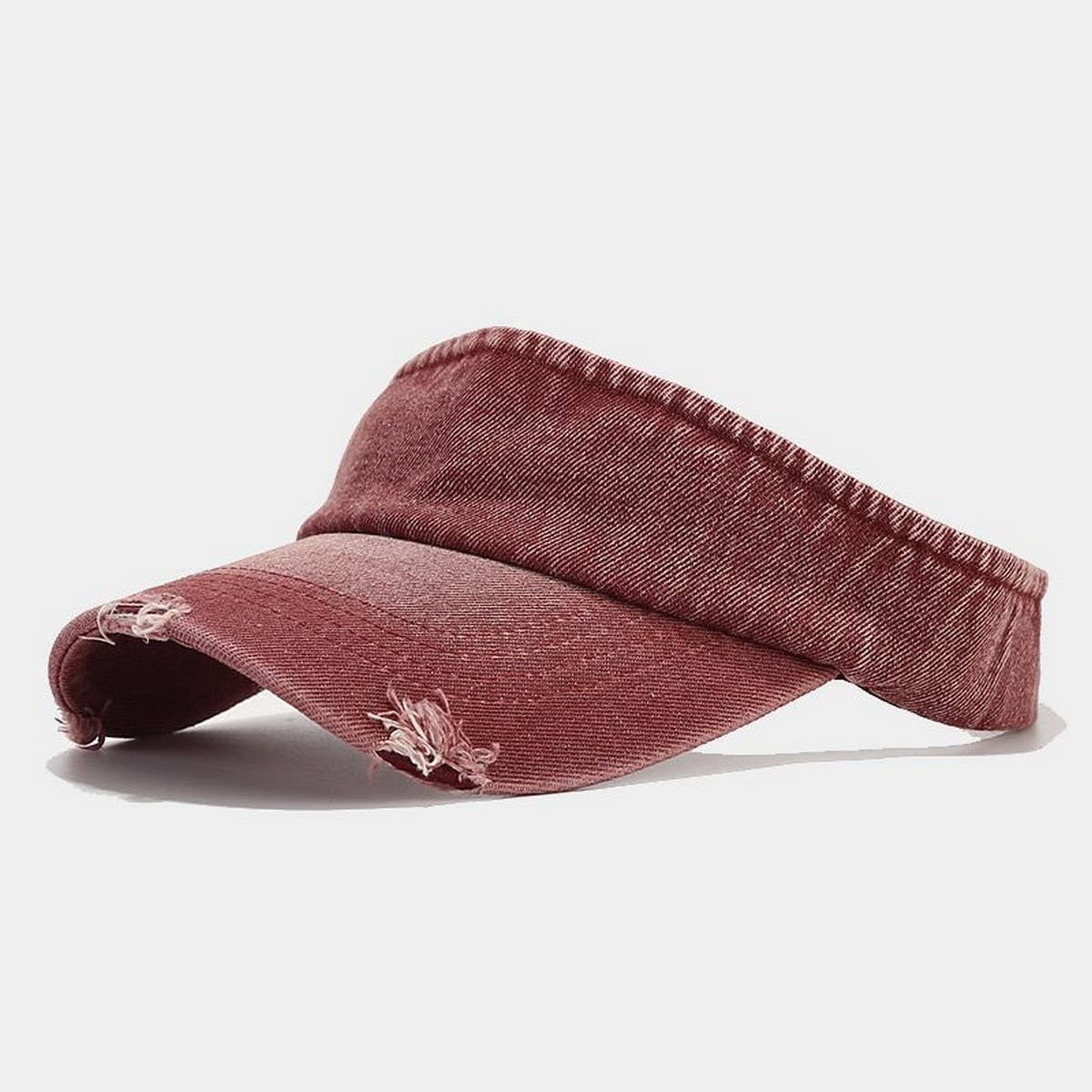 Distressed Denim Visor Hat - Vintage Sunshade Cap_CWAH3286