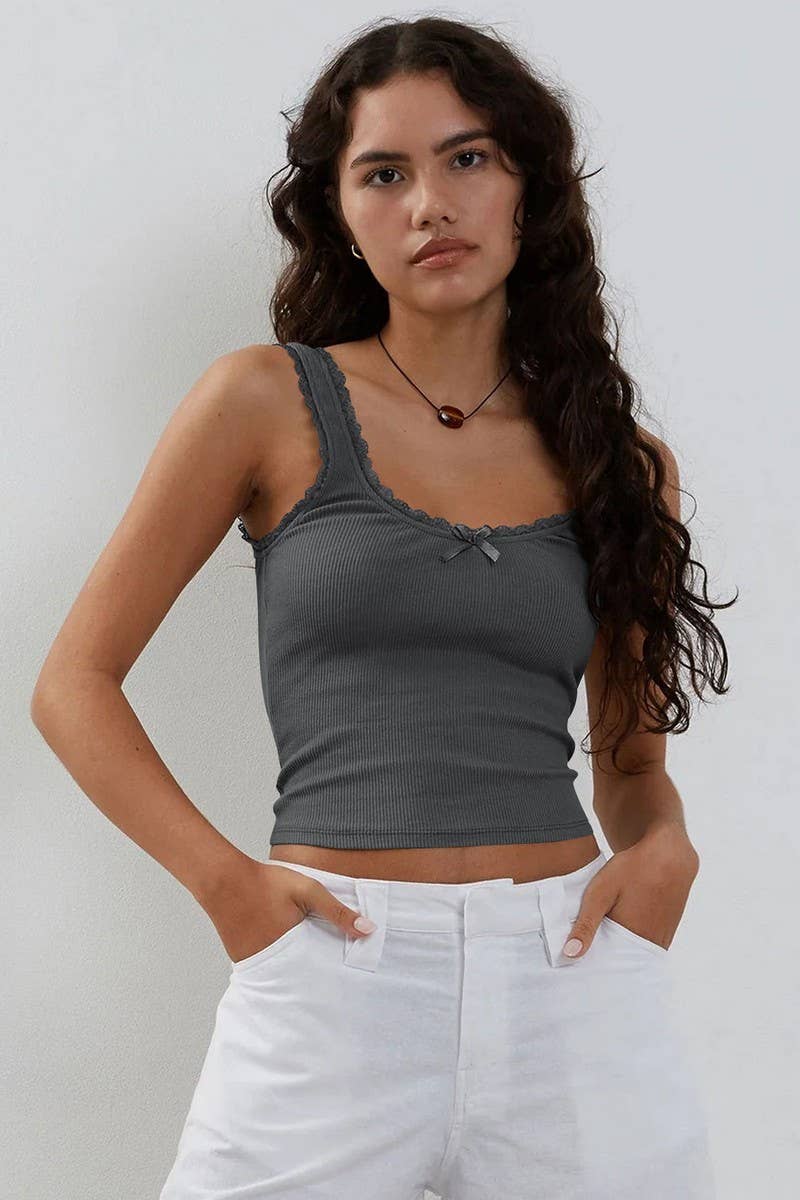 CWOV0771_LACE PURE STYLE COMFORTABLE KNITTED BOTTOM VEST