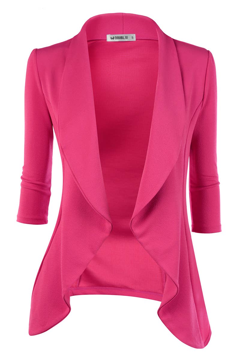 CWOBL089_Casual Work 3/4 Sleeve Open Front Blazer