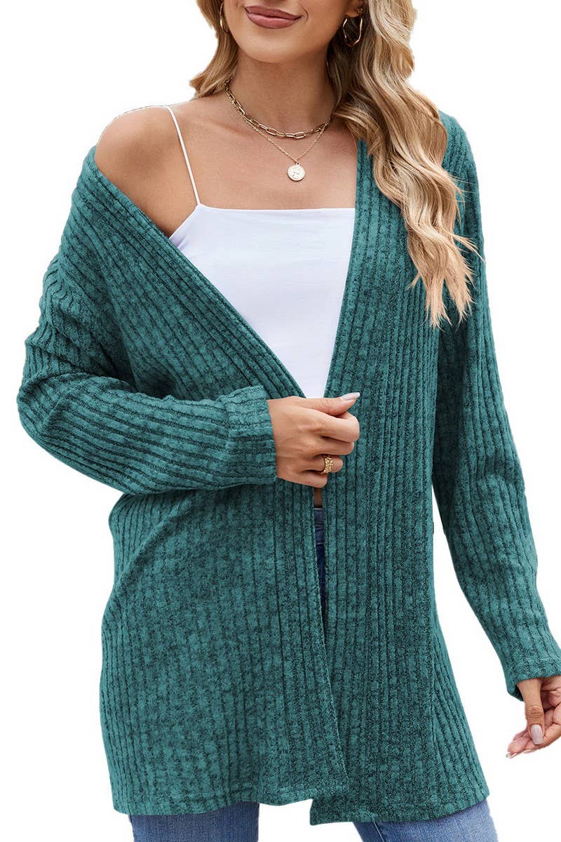 CWOCAL1917_LONG-SLEEVED FITTING BRUSHED KNITTED CARDIGAN