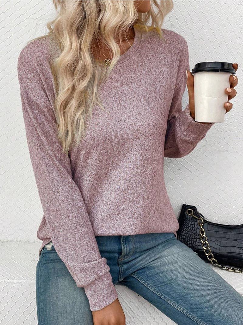 CASUAL LOOSE SOLID COLOR CREW NECK SWEATER