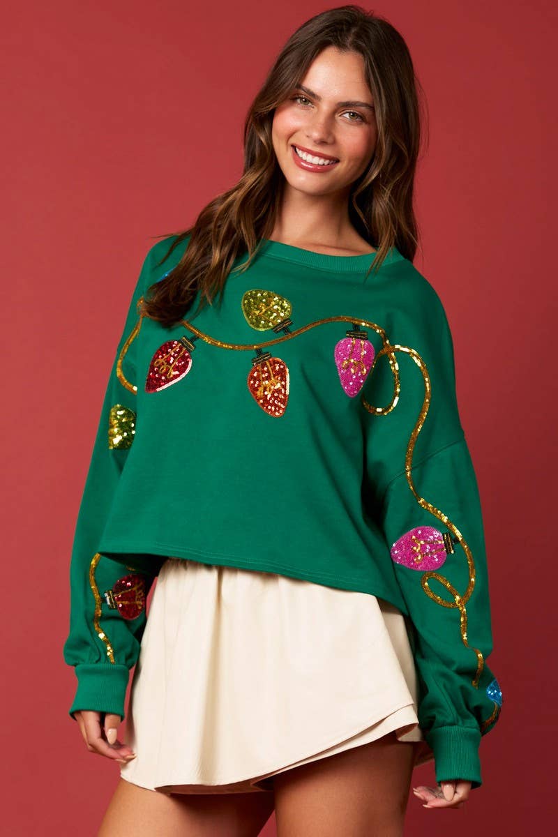 CWTBLL01270_CHRISTMAS BELL SEQUIN CROP SWEATSHIRT