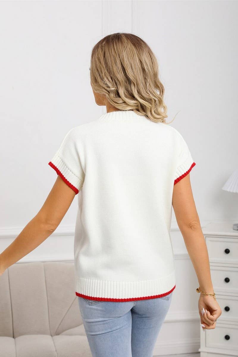 CWOSWS00161_HEART PRINT CREWNECK KNIT VEST