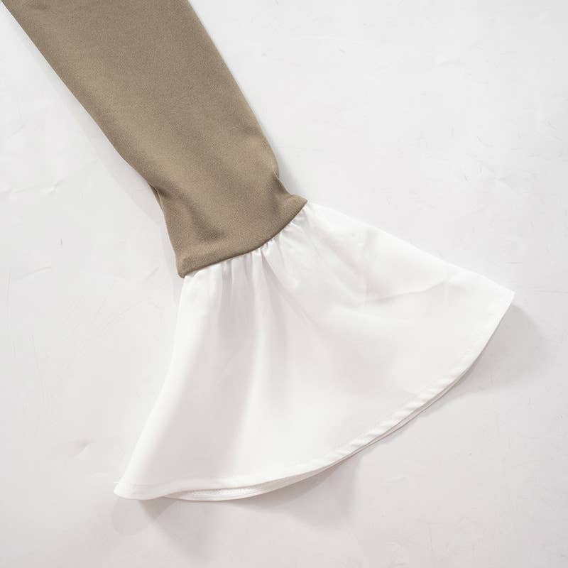 COLOR CONTRAST SPLICING SEXY LONG SLEEVE DRESS