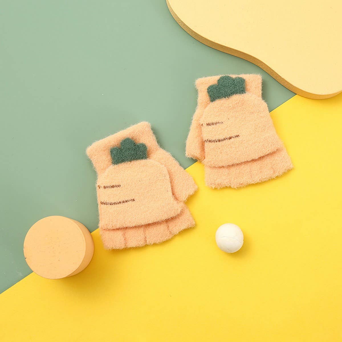 BABY HALF FINGER FLIP WRITING WARM GLOVES_CWAG0158