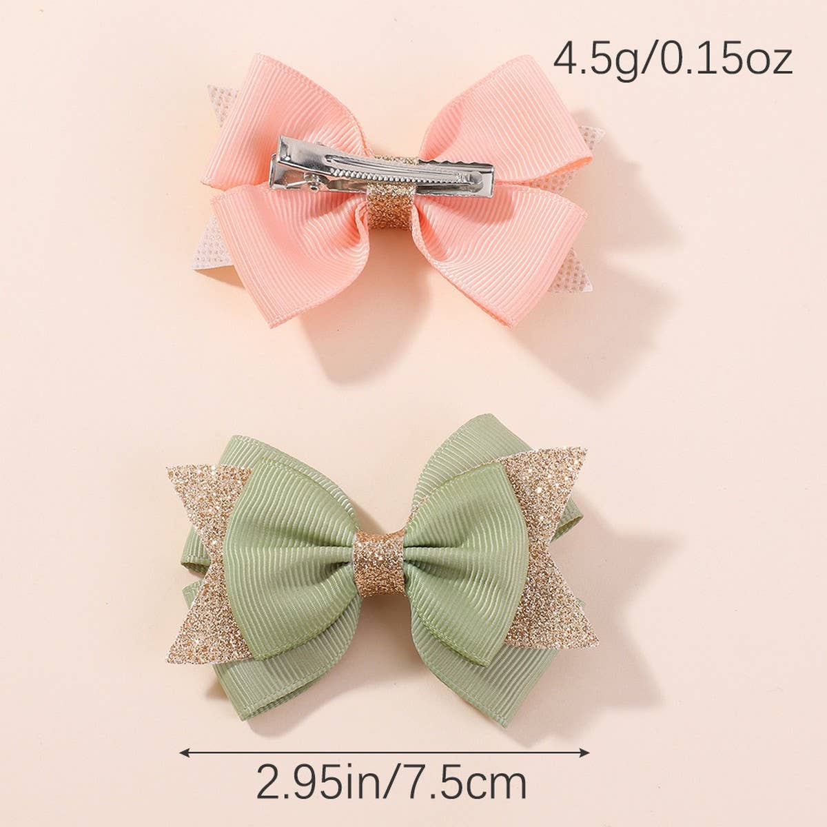 Handmade Glitter Bow Tail Hair Clip Set for Girls