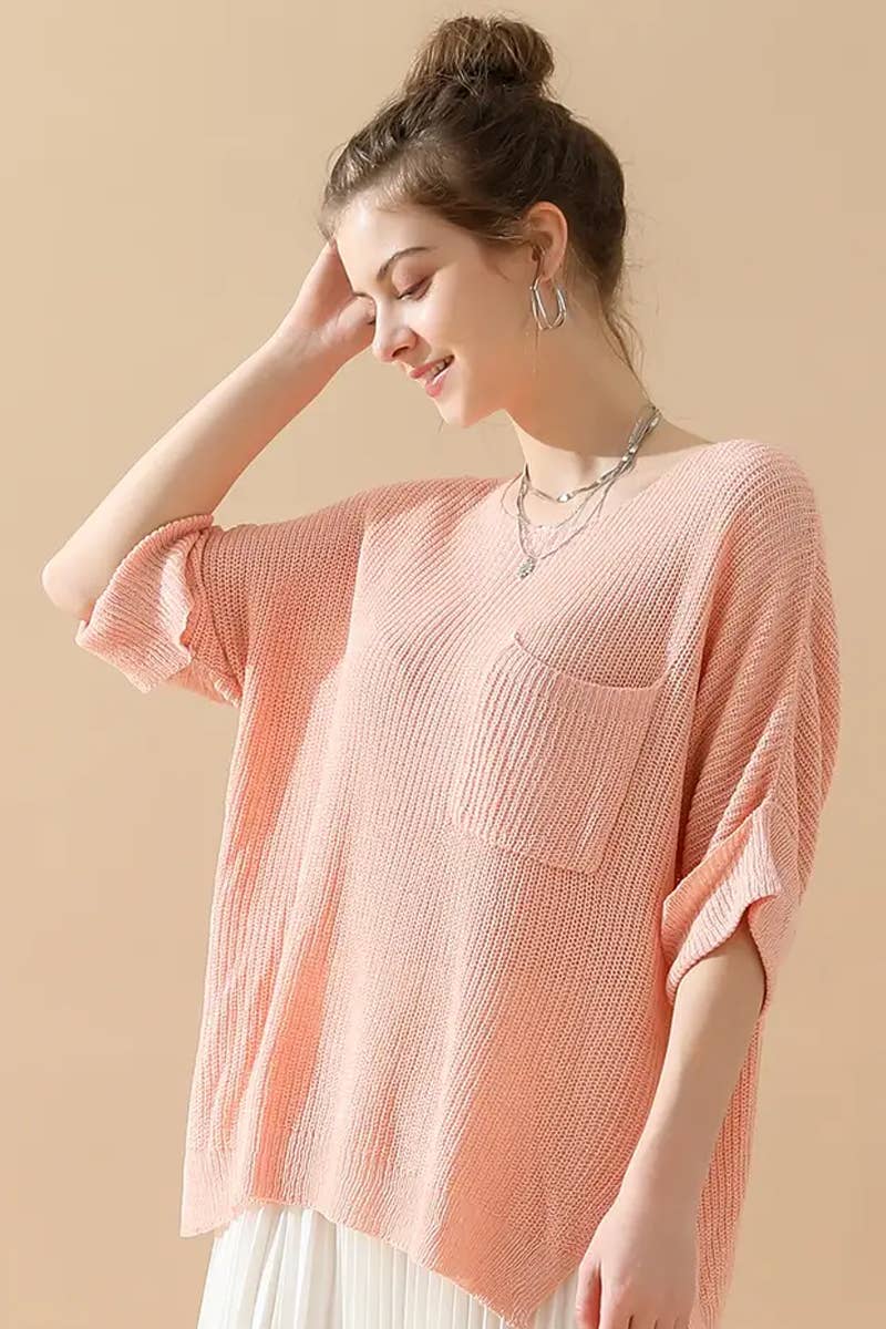 CWTTL1997_LOOSE SOLID COLOR FASHIONABLE PULLOVER SWEATER