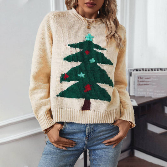 CHRISTMAS TREE CREW-NECK LONG-SLEEVED PULLOVER