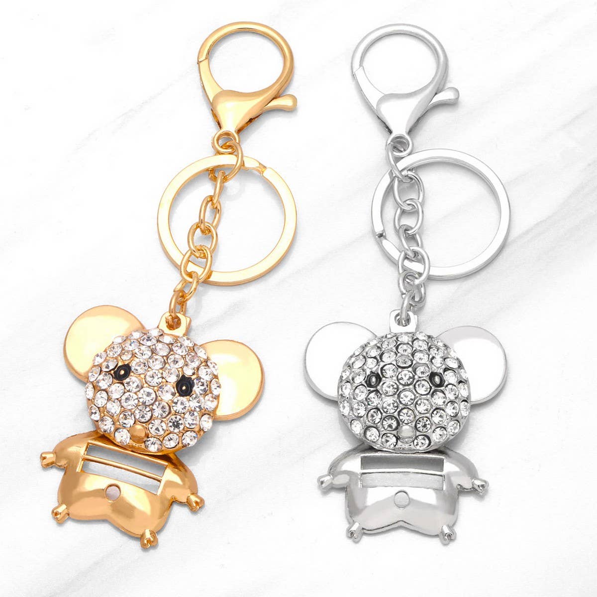 CREATIVE DIAMOND INLAID RAT KEYCHAIN PENDANT