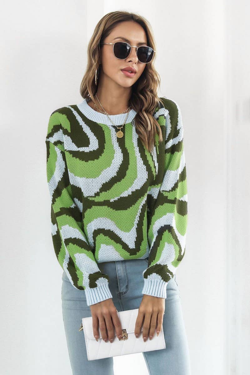 CWOSWL1804_Crew Neck Long Sleeve Pullover Sweater