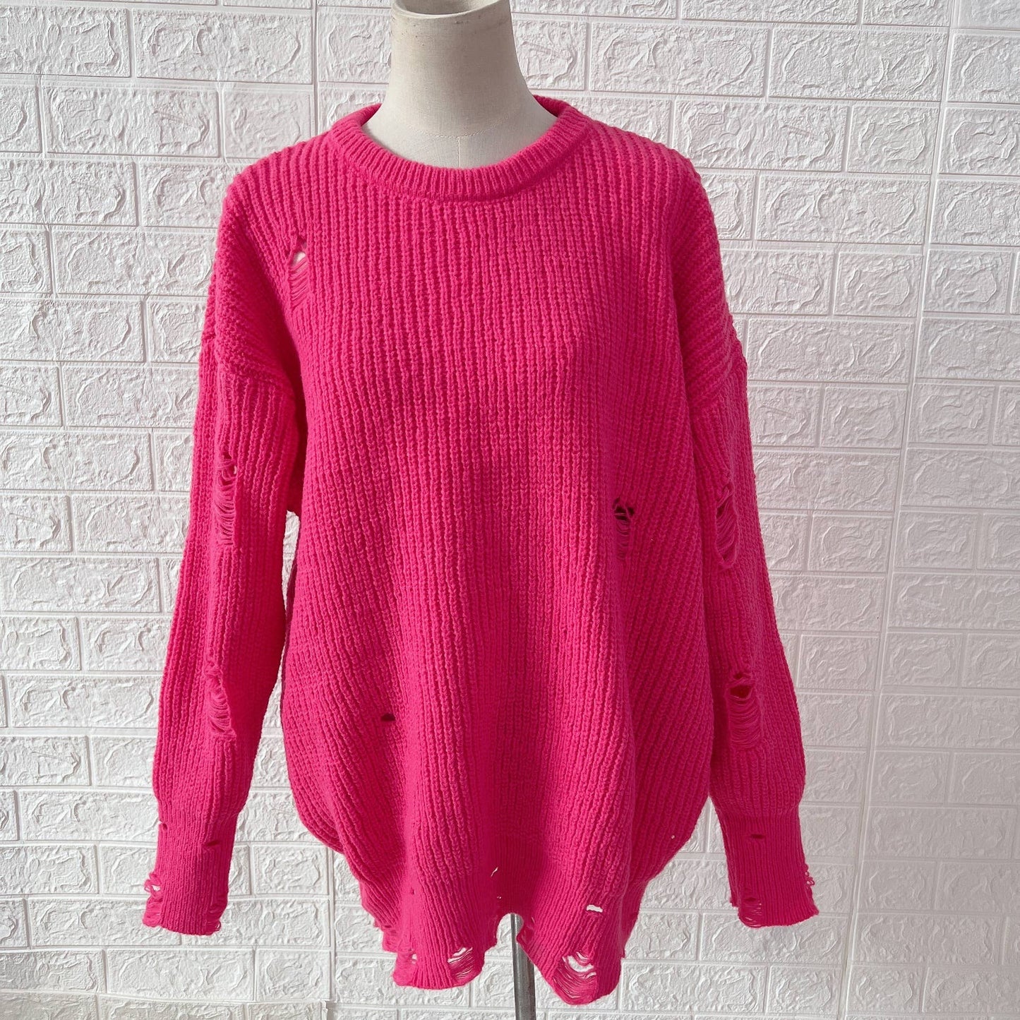 WOSWL1296_Crew Neck Pullover Casual Long Sleeve Sweater