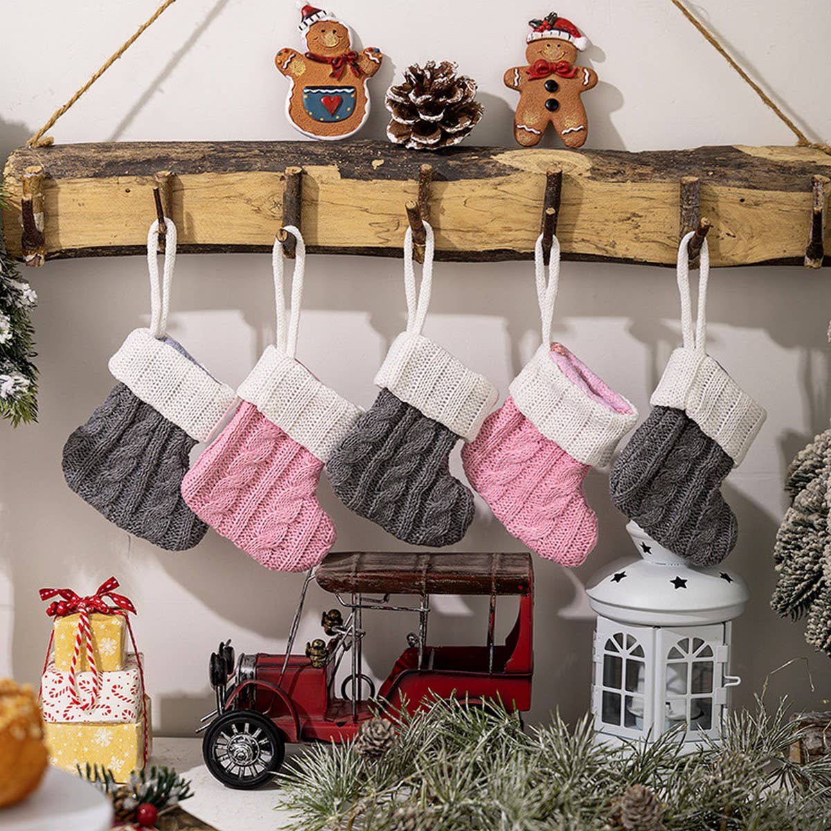 CWAG00595_NORDIC PINK MINI KNITTED CHRISTMAS STOCKING
