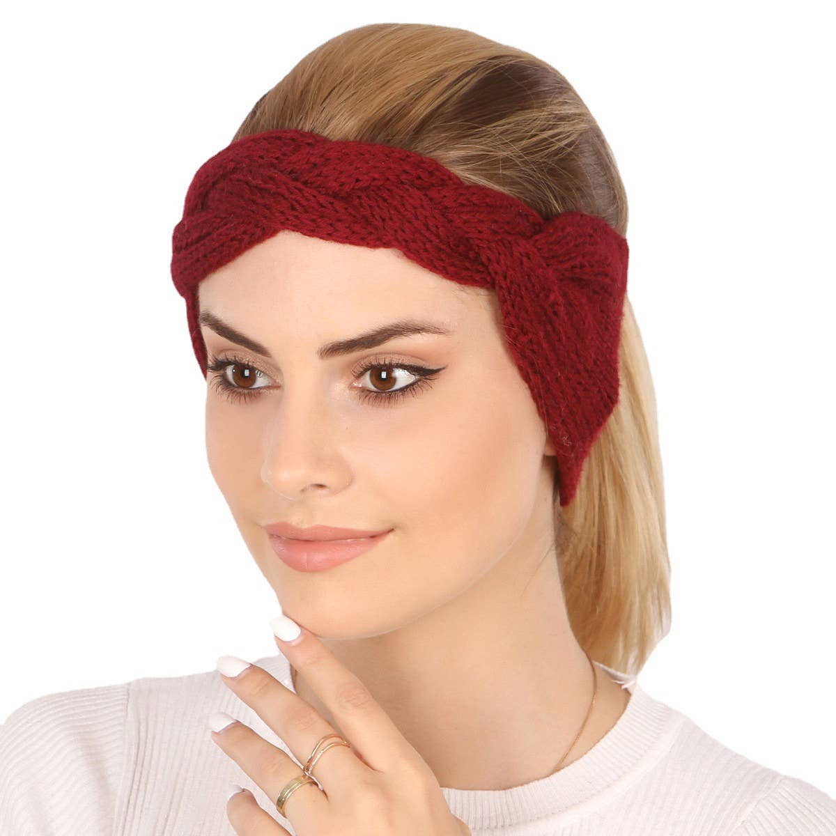 WARM KNITTED FLAT CROSS YARN HEADBAND