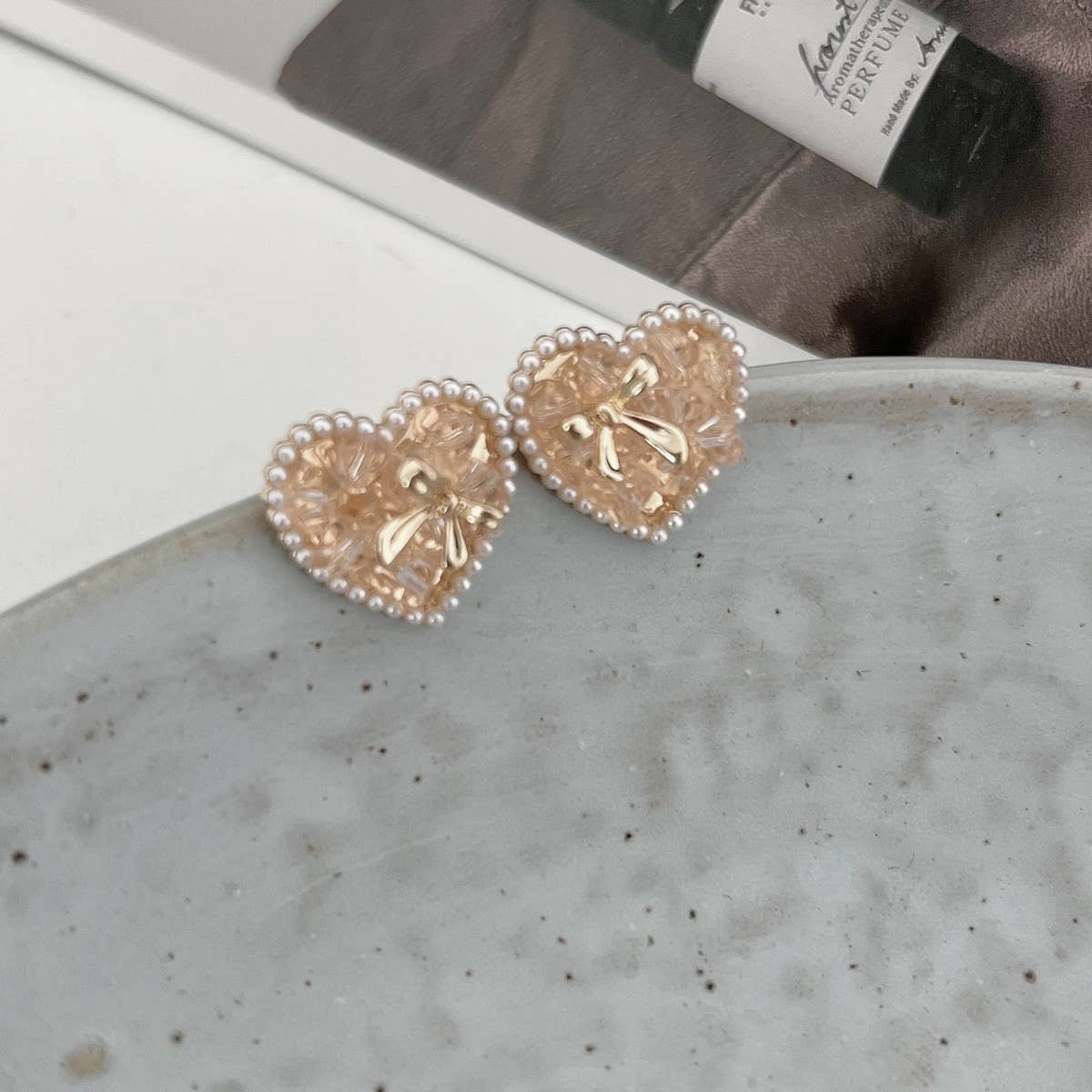 LOVE COLORED CRYSTAL BOW EARRINGS