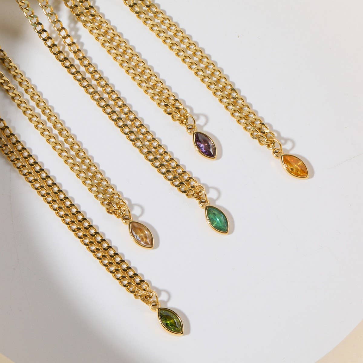 Stainless Steel Marquis Eye Zirconia Necklace_CWMM5584