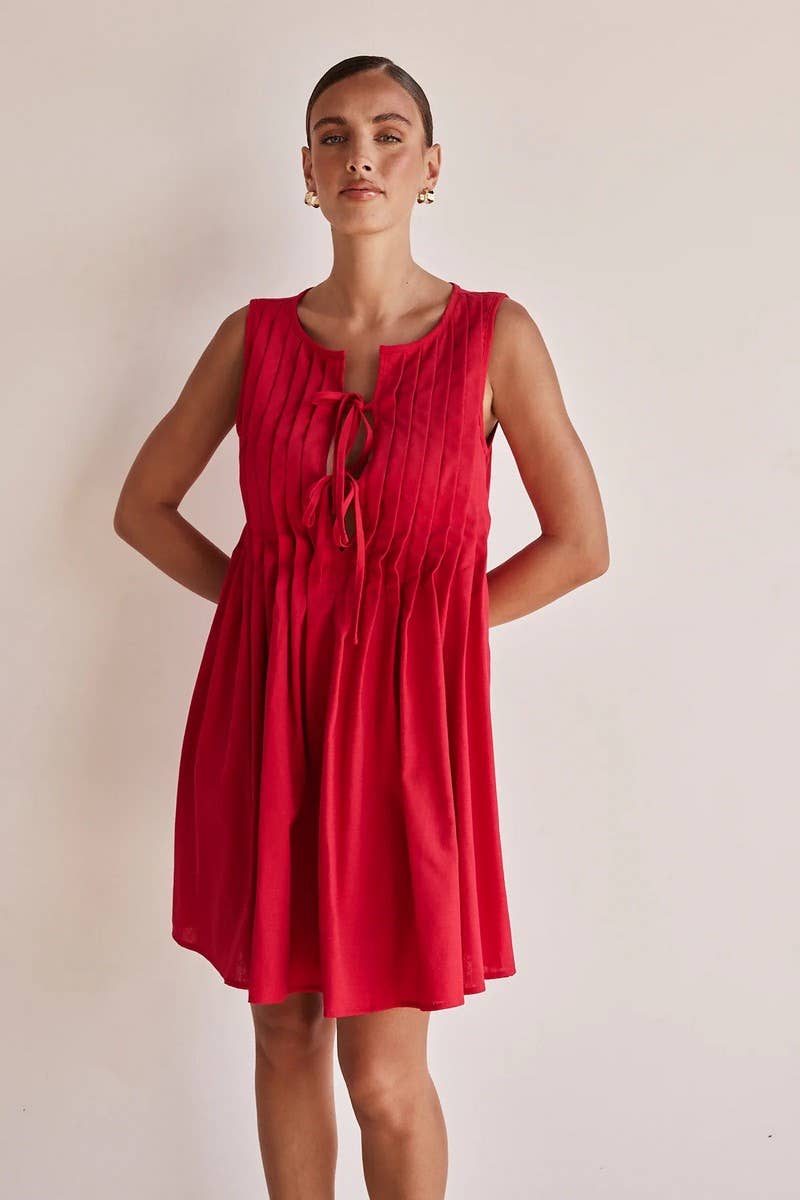 CWDSD7740_SOLID COLOR V NECK RIBBED TANK DRESS