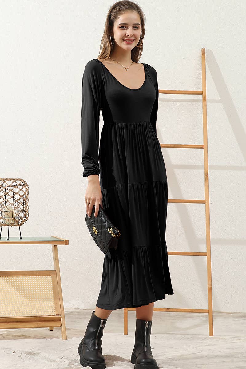 CWDMD801-P_PLUS SIZE ROUND NECK TIRED RUFFLE MAXI DRESS