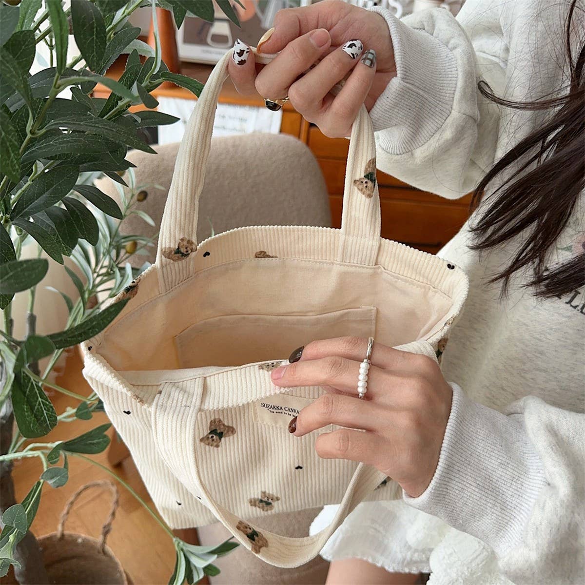 CWAB5802_SIMPLE CASUAL BEAR OUTING HANDBAG