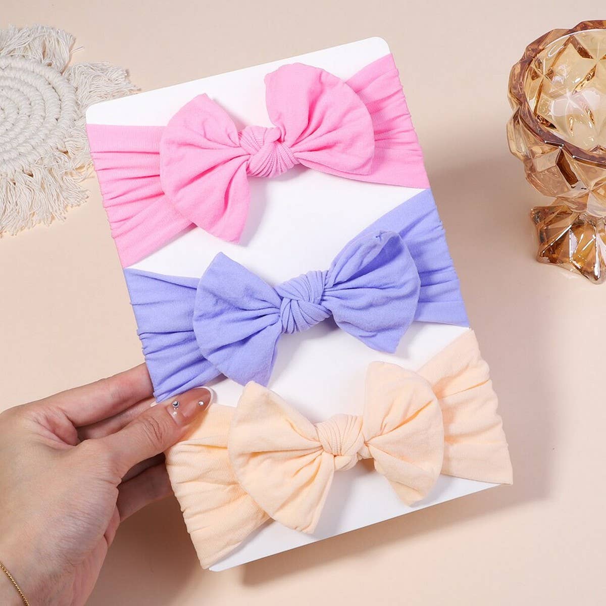Baby Bow Headbands Set Soft Nylon Wide Band_CWAHA6750