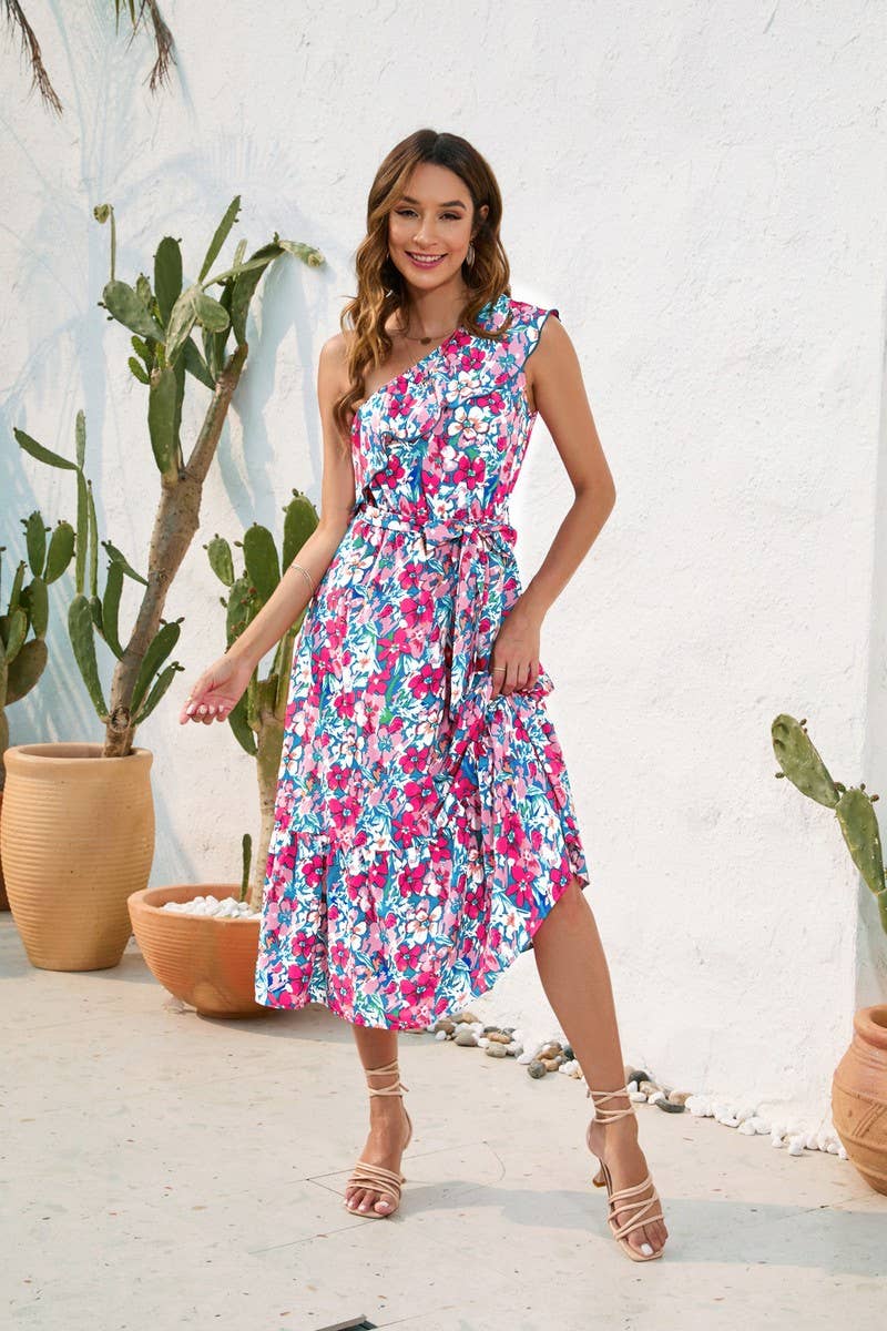 CWDMD2142_PRINTED DRESS WITH STRAPPY SHOULDERS
