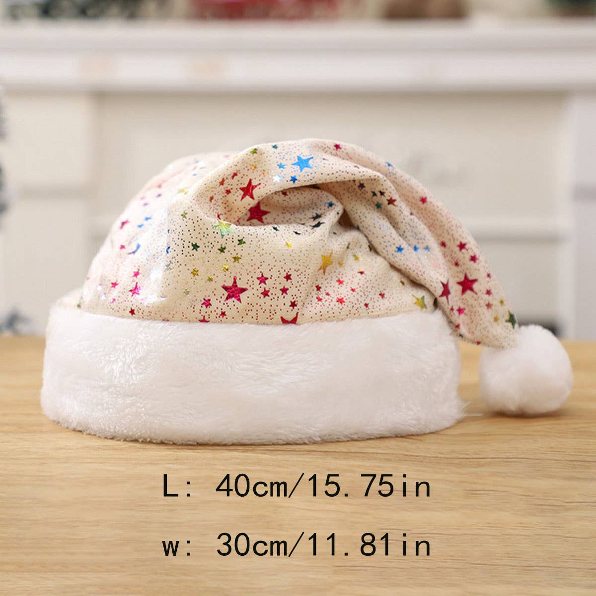 CWAH04584_RED SANTA HAT WITH GOLD STARS FOR CHRISTMAS PARTY