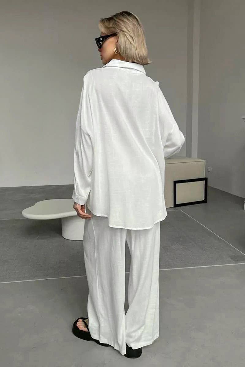 CWSPJ0326_COTTON AND LINEN LONG SLEEVE PANTS PAJAMA SET