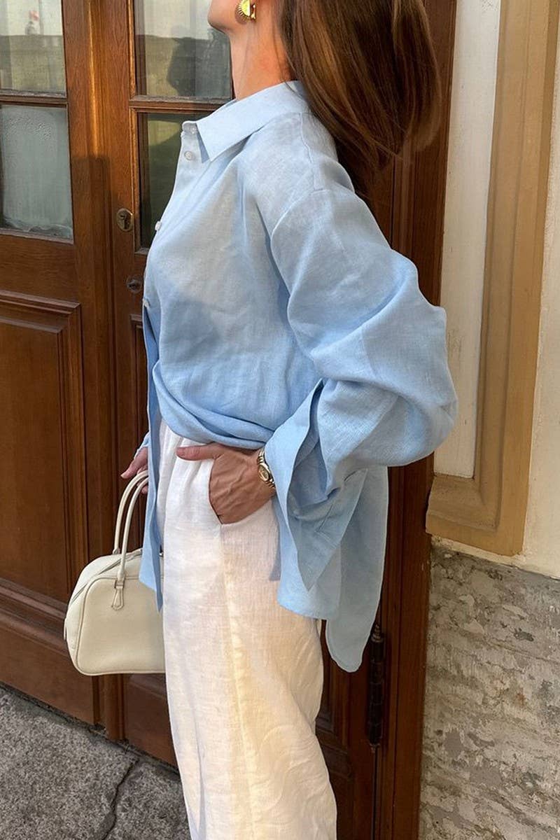 CWTSTL01004_CASUAL VACATION SOLID LONG SLEEVE SHIRT