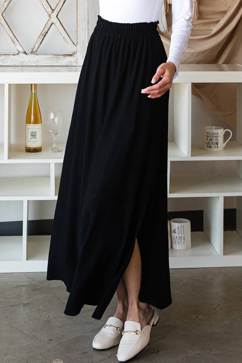 CWBLS132-P-S_SIDE SLIT DETAILED MAXI LINEN SKIRT