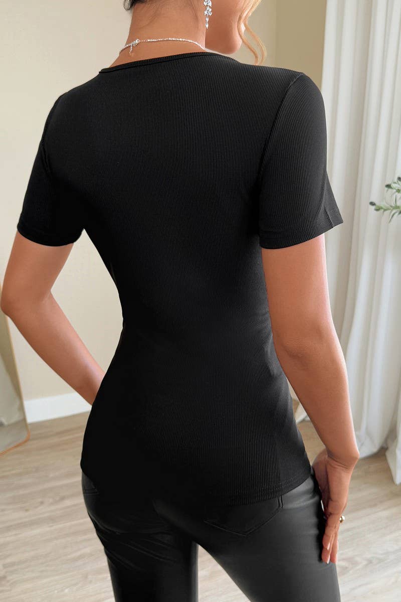 CWTBLS2123_SOLID SLIM FIT SHORT SLEEVE RHINESTONE TEE TOP