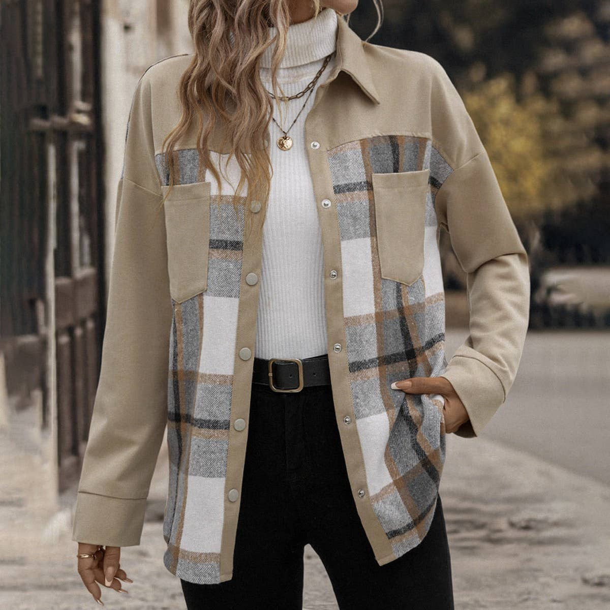 Accessorize with casual patchwork coats