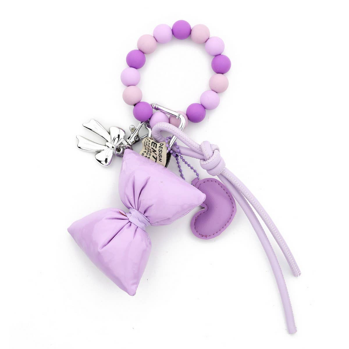 Silicone Bead Bracelet Heart Bag Charm Keychain_CWAB5028