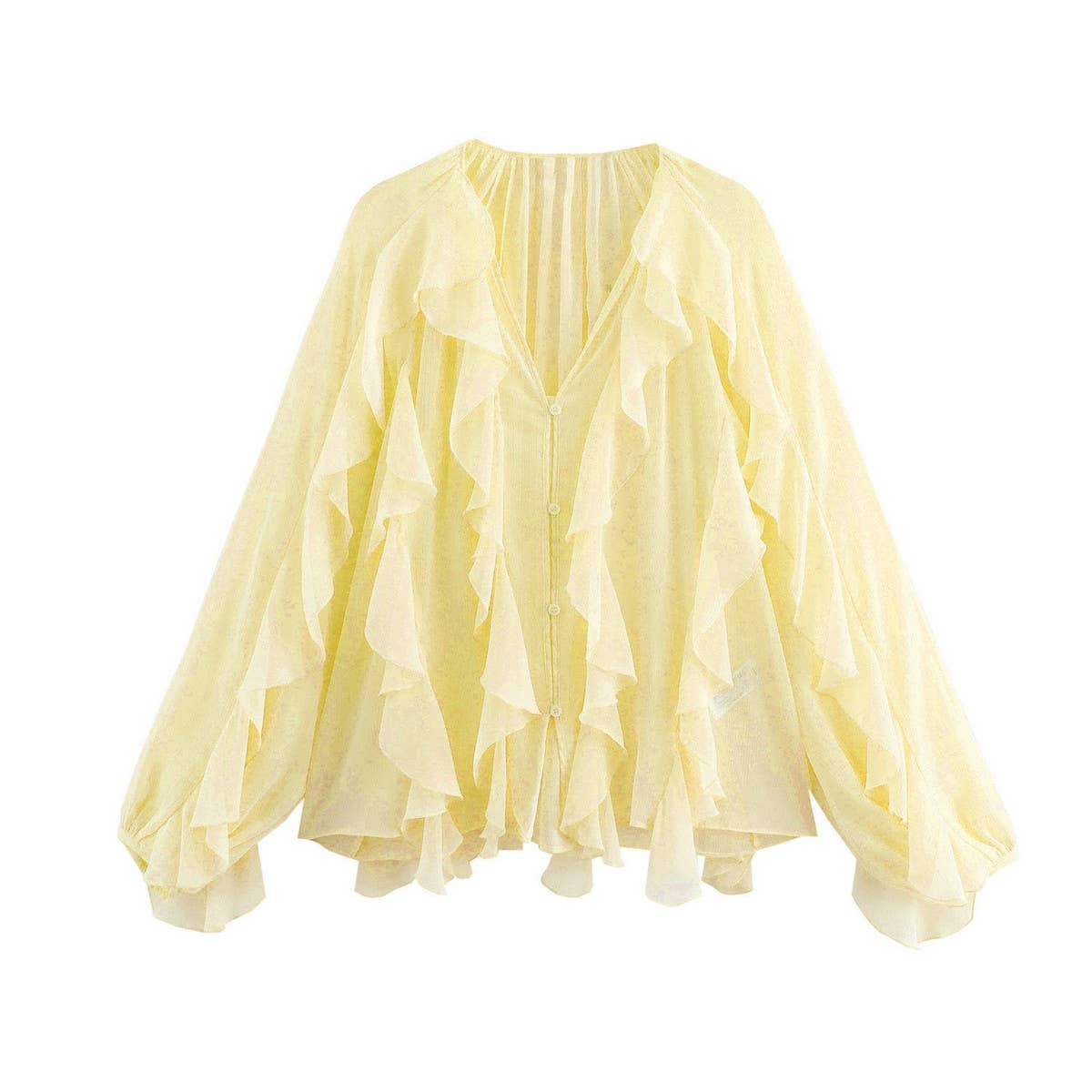 Women's Stylish Ruffled V-Neck Spring Blouse