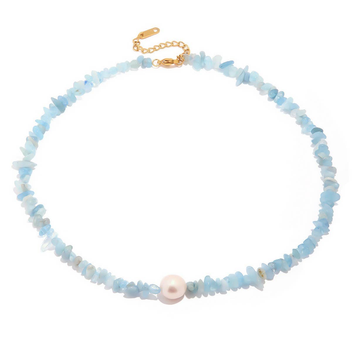 NAVY BLUE MULTIFUNCTIONAL GRAVEL PEARL NECKLACE