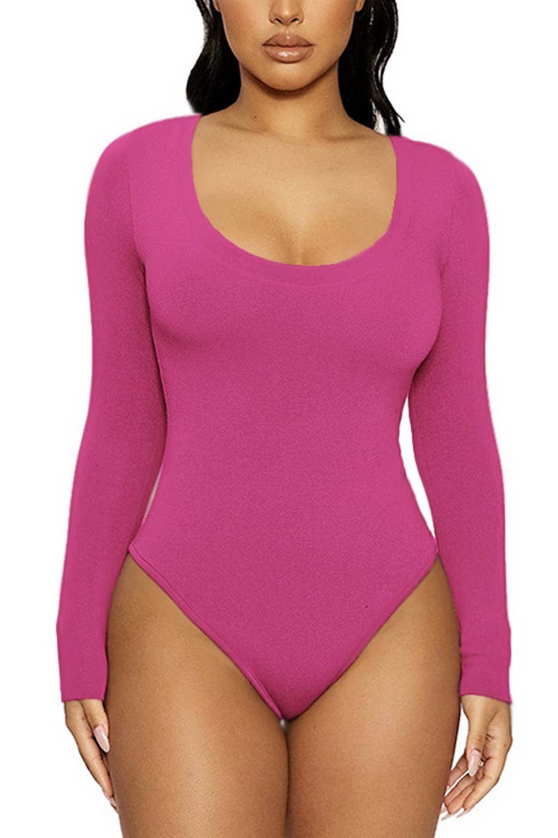 CWSBSL0156_SLIM FIT U-NECK LONG SLEEVE BODYSUIT
