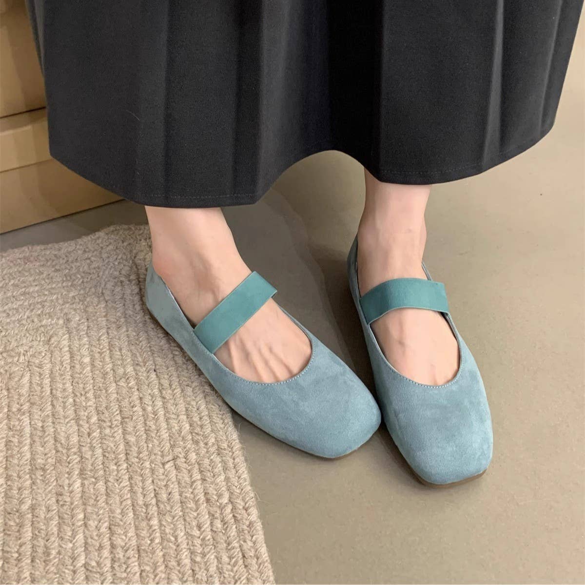 Suede Ballet Flats Mary Janes for Women_CWSHF0082