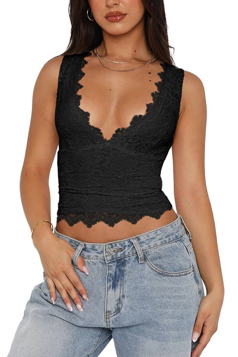 CWTTSL00210_SUMMER HOT GIRL STYLE LACE T-SHIRT VEST